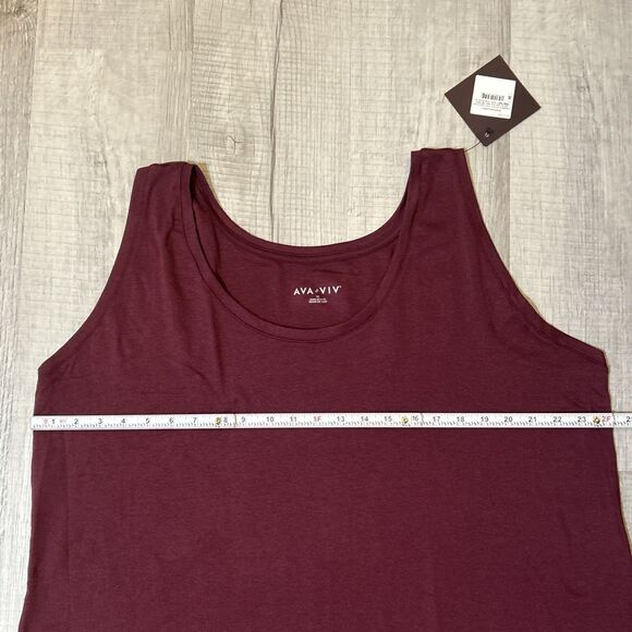 NWT Ava & Viv Women's Plus Size Sleeveless Tank Top Burgundy Red Size 3X - Picture 12 of 15